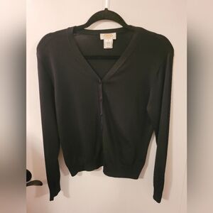 Talbots Black V-Neck Cardigan Sweater SP